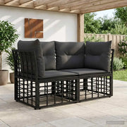 Loveseat da esterno 2 pcs Nero e Grigio scuro polyrattan 42026727