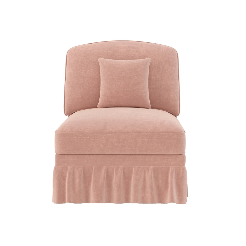 Divano in ciniglia rosa con cuscino