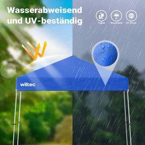 Gazebo pieghevole blu, 2,5 x 2,5 x 2,7 m con chiusura centrale, Tenda per fiere eventi mercati