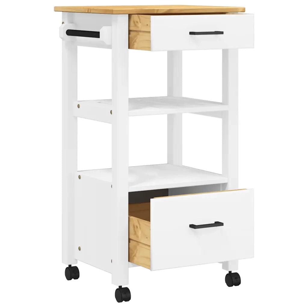 Carrello da Cucina MONZA 48x40x88,5 cm in Legno Massello di Pino 376084