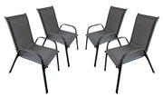 Set 4 Sedie da Giardino 71x55x91 cm con Braccioli Grigio Scuro