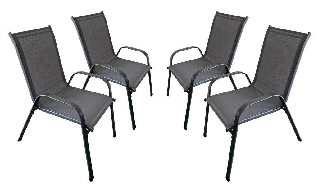 Set 4 Sedie da Giardino 71x55x91 cm con Braccioli Grigio Scuro
