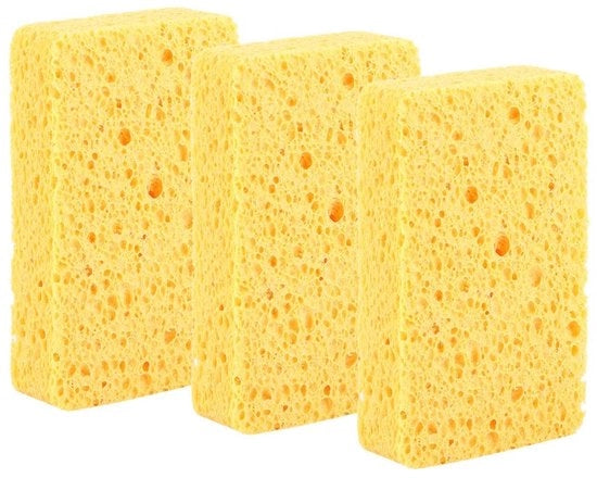 Kit di spugne per la pulizia della cucina - Idrofilico - Microfibra - Giallo - Assorbe acqua - Adatto per cucina e bagno - 3 pezzi