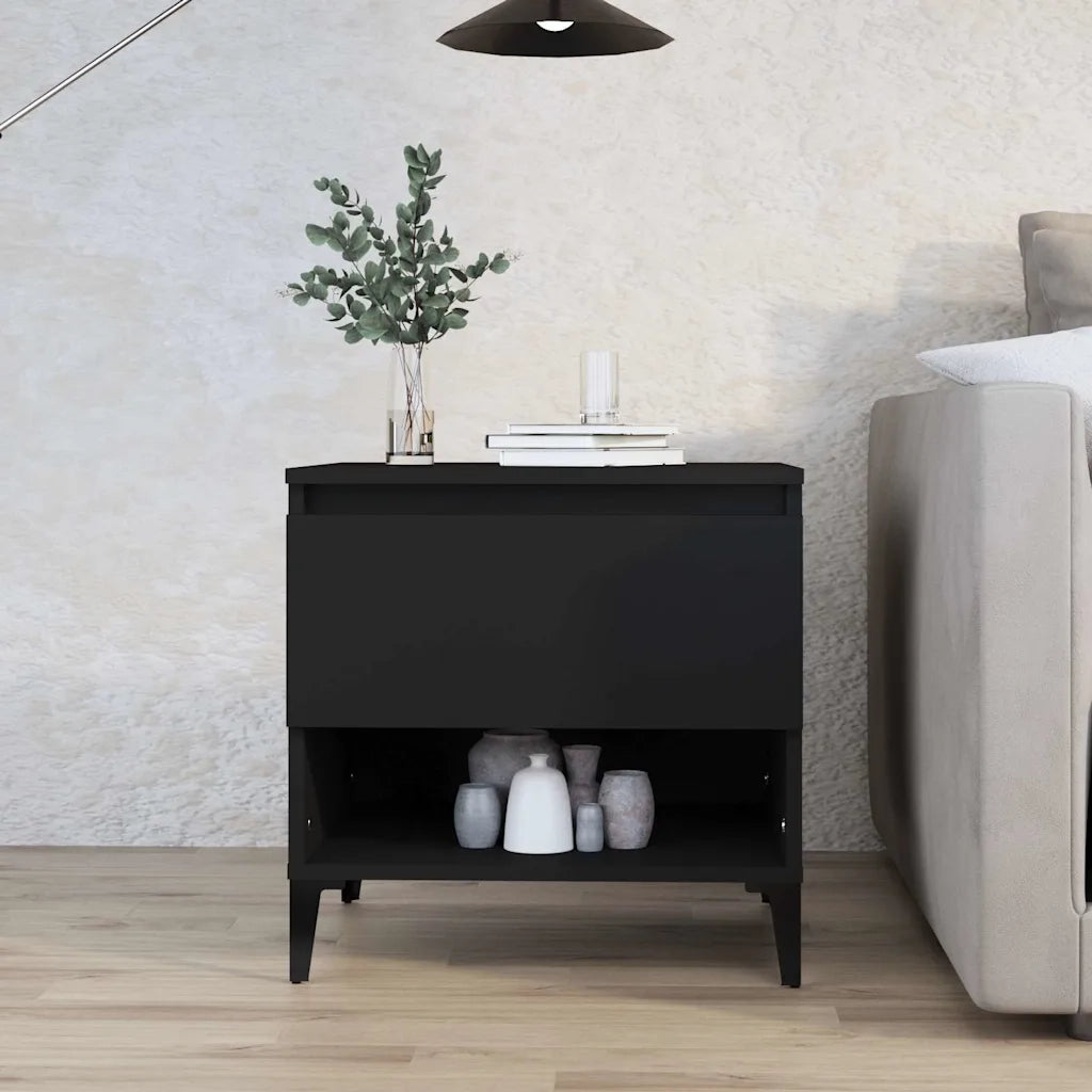Tavolino | Tavolo laterale Nero 50x46x50 cm in Legno Multistrato