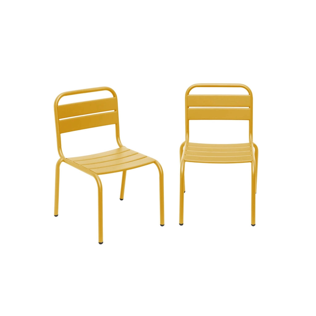 Set di 2 sedie in metallo per bambini, giallo