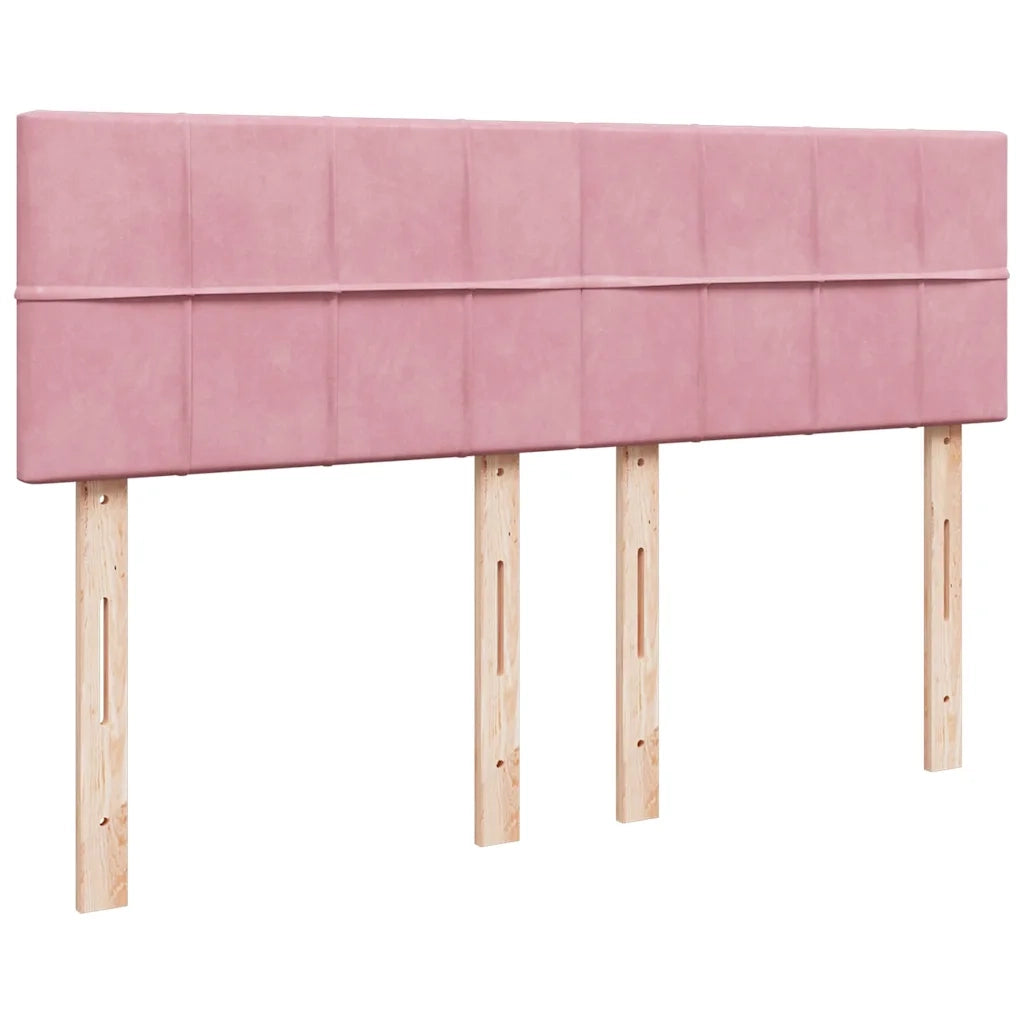 Struttura Letto Pouf con Materasso Rosa 140x200 cm in Velluto 3311782