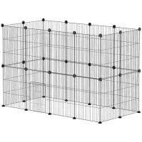 Gabbia per Animali Piccoli Modulare con Porta e Pannelli in Acciaio, 120x60x80 cm, Nero
