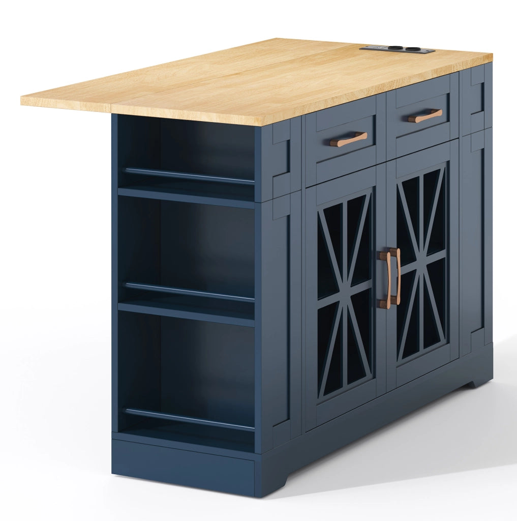 Cucina mobile con piano ribaltabile 120x40/65x92 cm in MDF; blu e neutro