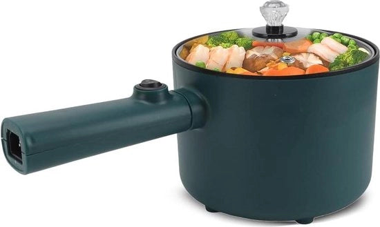 Cottura elettrica in acciaio 1.8L con coperchio - Multicooker - Forno elettrico - Portatile - Sveglia - Riscaldamento rapido - Spatola e cucchiaio per uova.