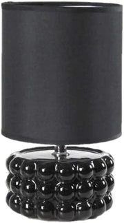 LAMPADA LUMETTO DA TAVOLO CON BASE IN CERAMICA EFFETTO BUBBLE 15X25 CM NERA