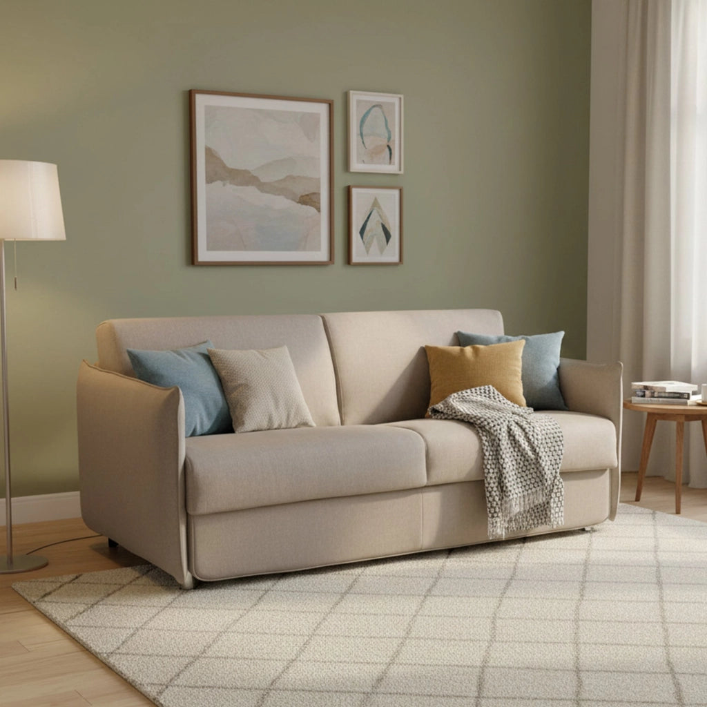 Follina, Divano Letto 2 Posti Sfoderabile Made in Italy, 160x95 cm Grigio Tortora