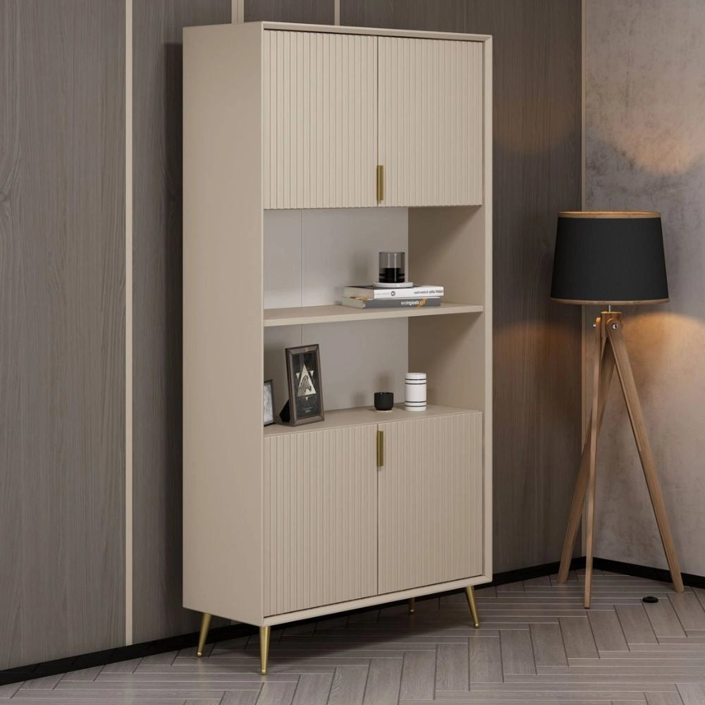Credenza alta Kale effetto cannettato cashmere 90x35x180H – Eleganza Verticale