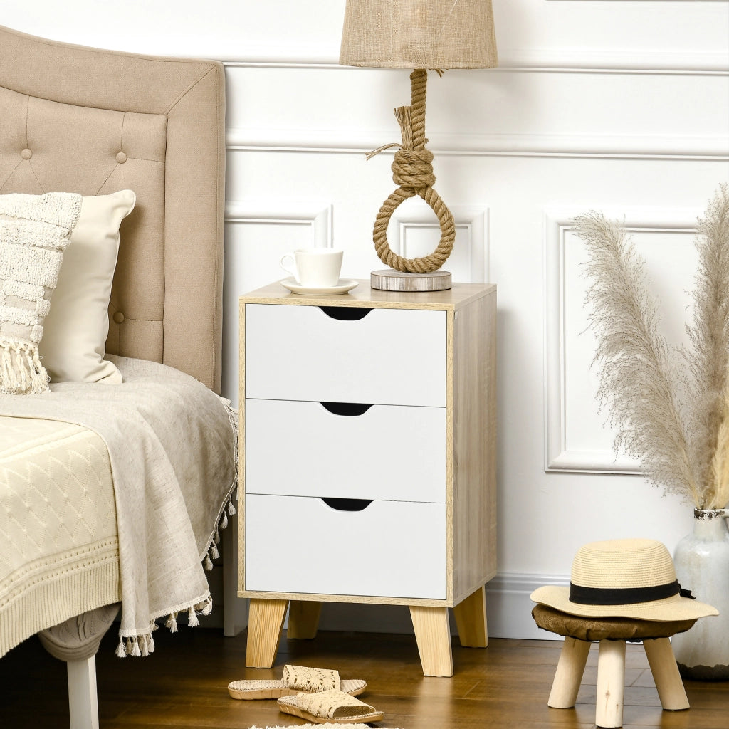 Cassettiera Moderna con 3 Cassetti ¨C zephmum ¨C 40x35x68,5 cm Legno Naturale
