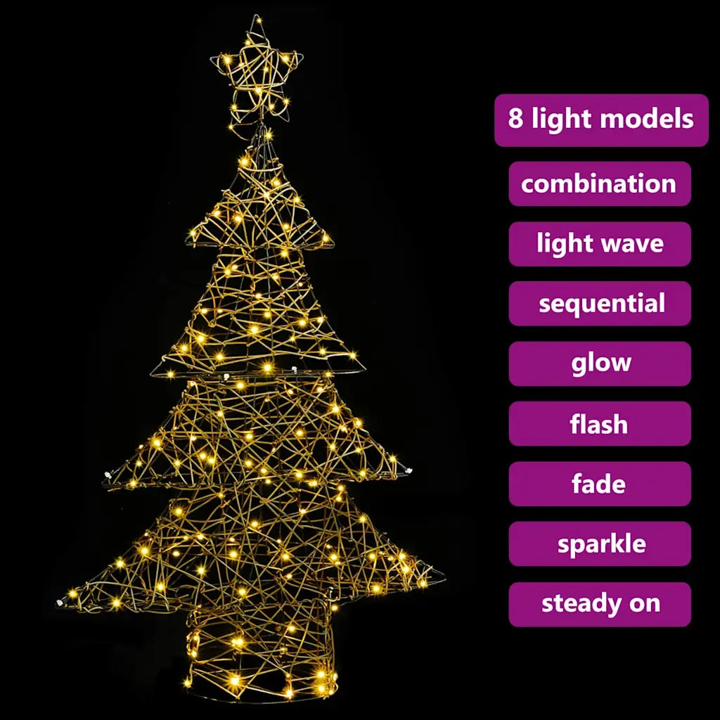 Albero di Natale con 120 LED Bianco caldo 150 cm Rattan 42018991