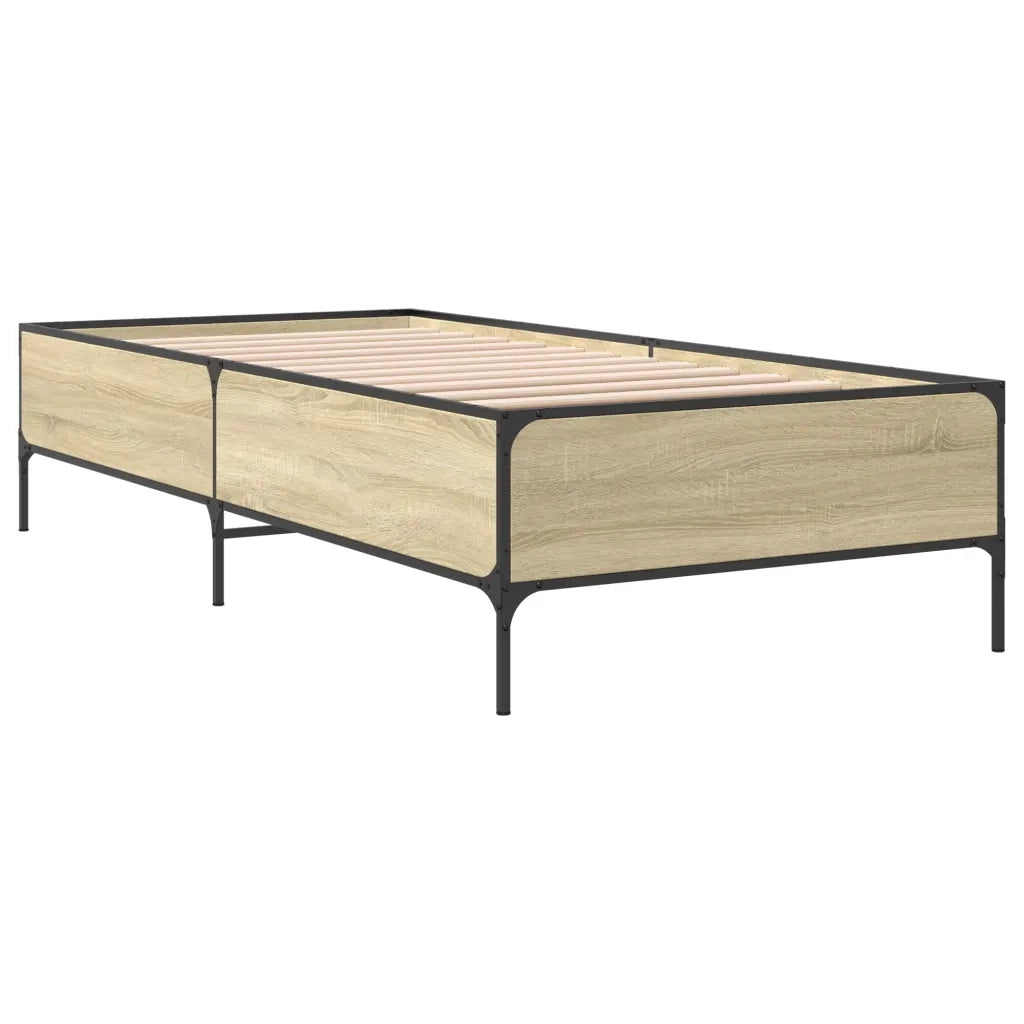 Giroletto-Struttura Letto Rovere Sonoma 75x190cm in Legno Multistrato e Metallo 950943