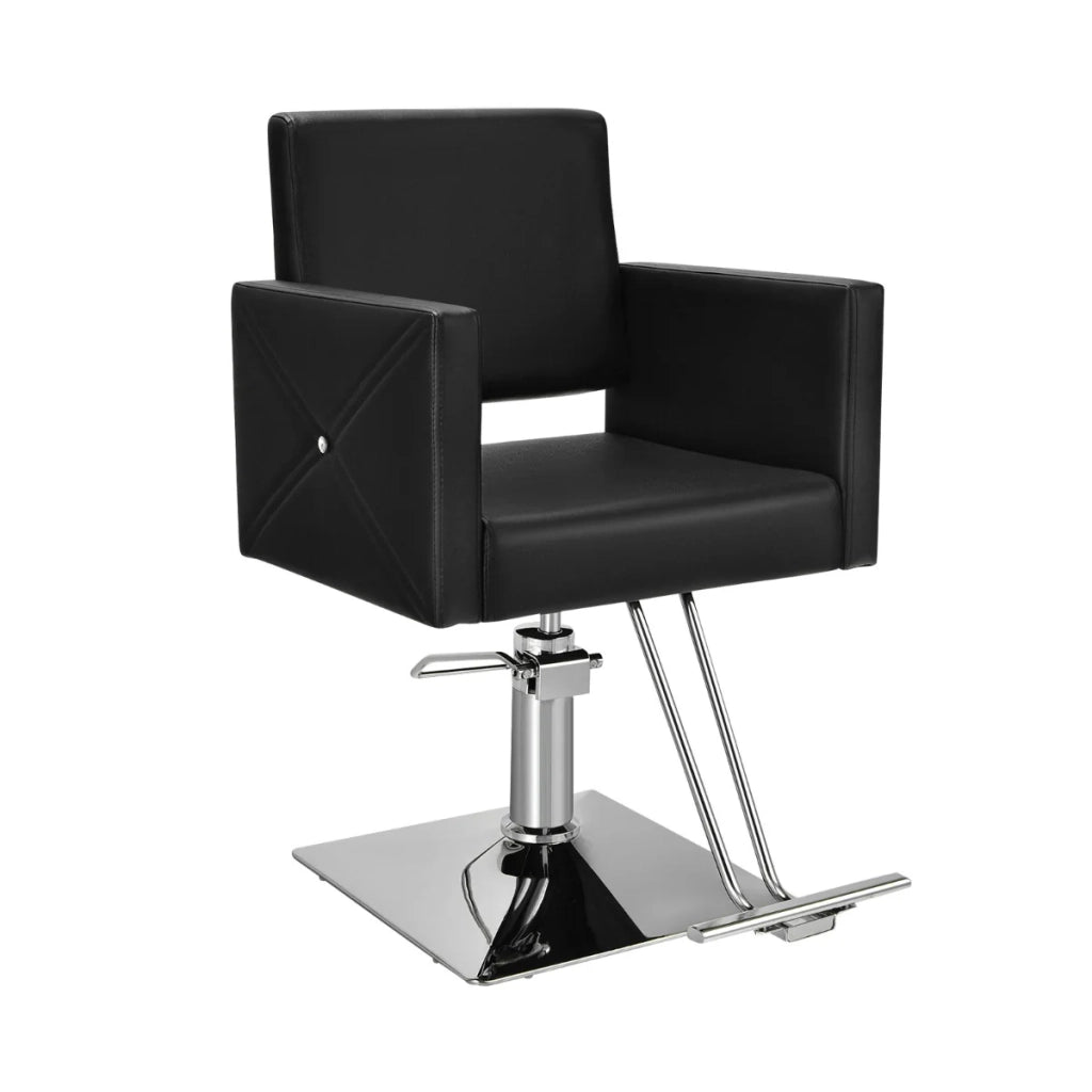 Poltrona da parrucchiere idraulica 63,5 x 79 x 94,5-110 cm girevole a 360° comfort ergonomico design elegante in similpelle PVC nera 20_0012090