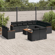 Set Divani da Giardino 13pz con Cuscini Nero in Polyrattan 3258919