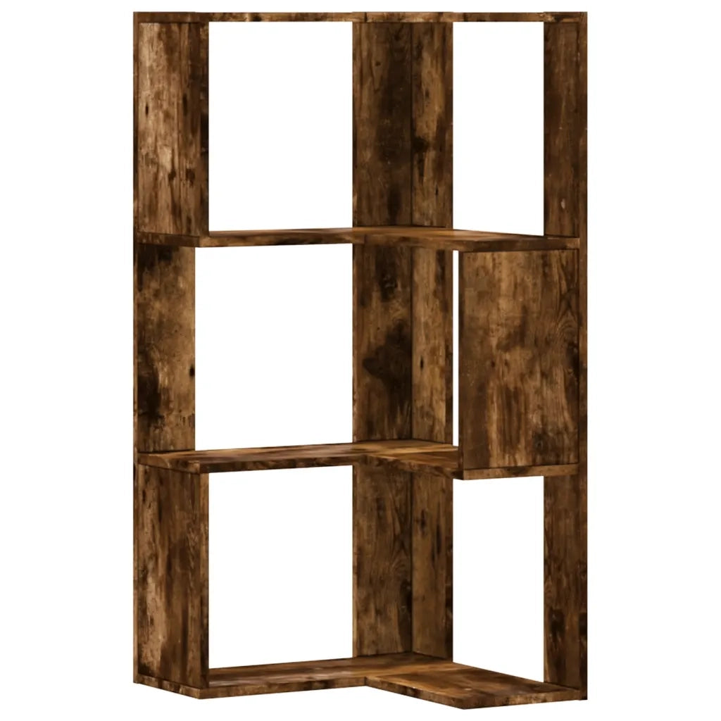 vidaXL Libreria Angolare 3Ripiani Rovere Fumo 50x50x102 cm Multistrato