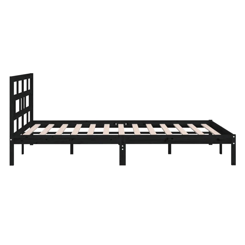Giroletto-Struttura Letto Nero 150x200 cm King in Legno Massello