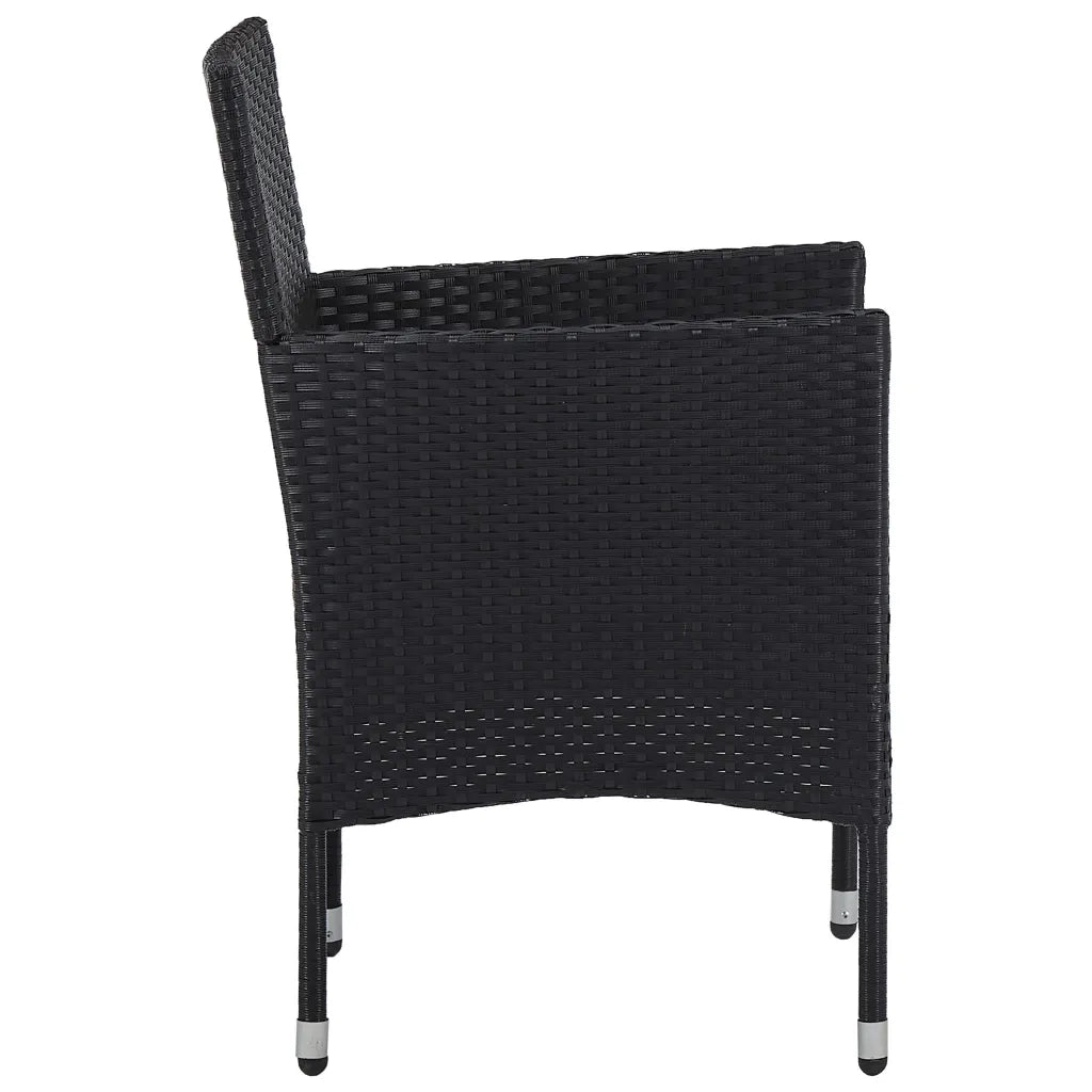 Set Mobili da Pranzo da Giardino 5 pz Nero Polyrattan e Acacia 3058322