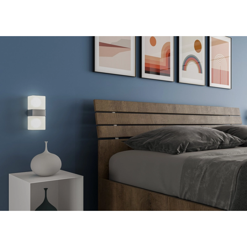 Letto Matrimoniale 160x190 cm testata inclinata con doghe Ankel - Con rete,Noce