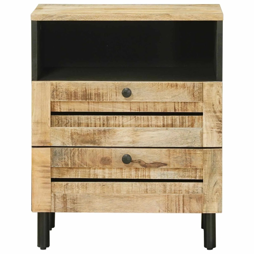 Comodino Marrone e Nero 50 x 33 x 60 cm Legno di mango massello 4018854