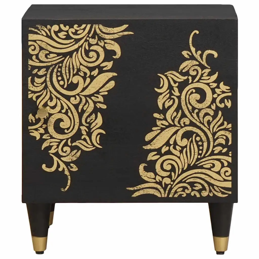 Comodino con porta Nero 40 x 33 x 46 cm Legno di mango massello 4018804
