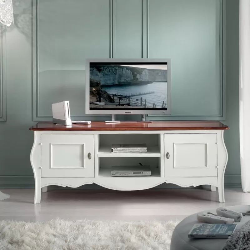 Porta tv in legno shabby chic bicolore l.160 p.50 h.61 (3084) - Mobili 2G