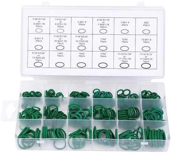 Set di O-ringen 270 pezzi - O-ringen 5,29/6,07/6,8/7,65/7,8/8/8,8/10,82/10,77/11/12/13,9/14/15/17 mm - Resistente a elevate temperature - Gomma - Riparazione - Diversi diametri - O-ring