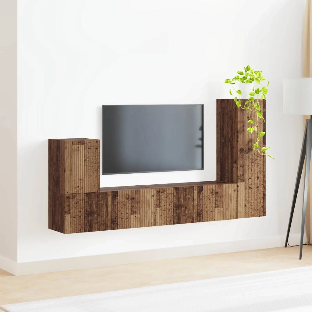 Set mobile TV 3 pz-Credenza per TV Legno vecchio Legno multistrato 277042