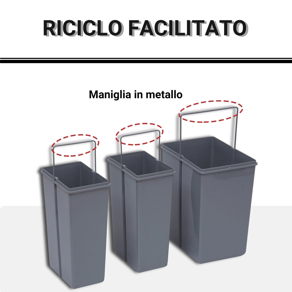 Cestino Raccolta Differenziata 40L ¨C zephmum ¨C Grigio 48x34.2x41.8 cm