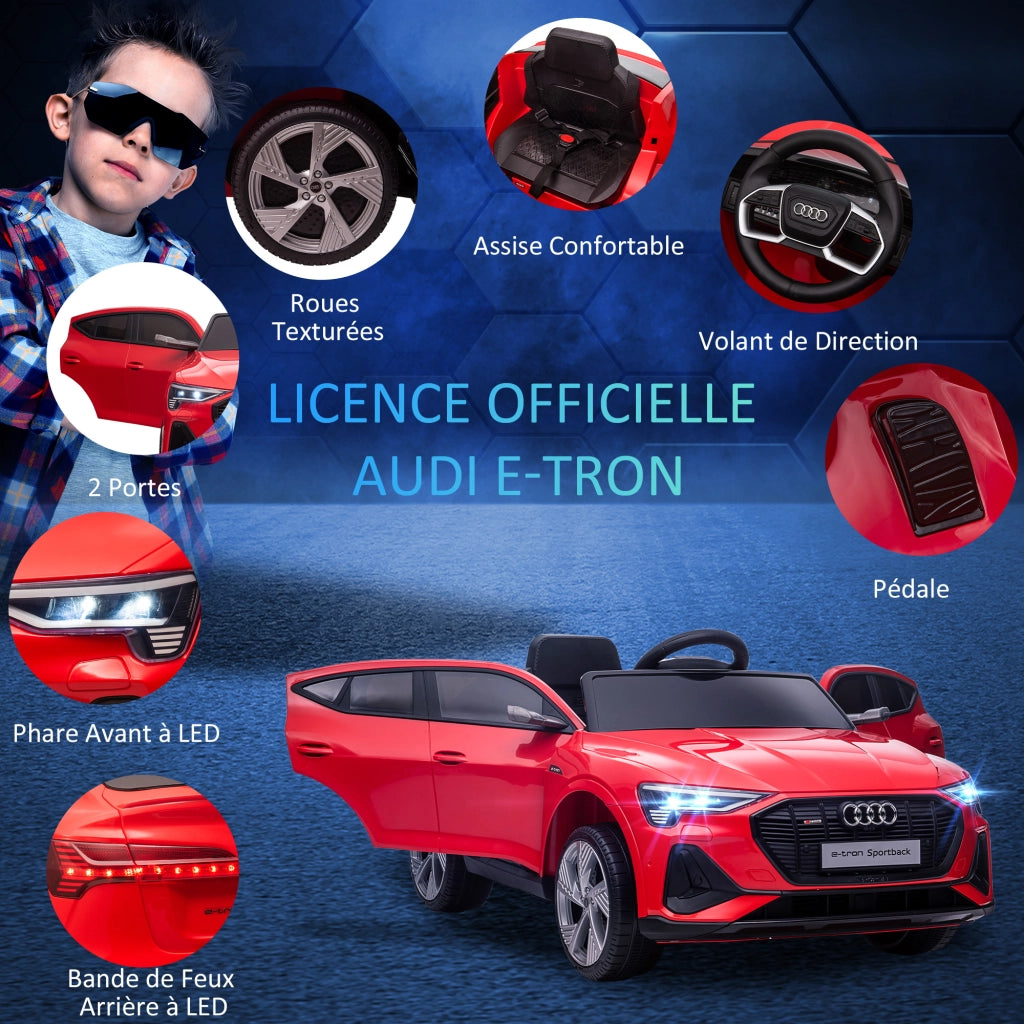 Auto elettrica per bambini con Licenza Audi e-tron Sportback ¨C zephmum ¨C Rosso, 12V, Telecomando 2.4G, Luci LED