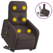 Poltrona | Sedia Relax Alzapersona Massaggi Reclinabile Marrone Scuro Tessuto
