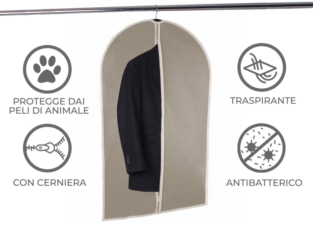 Sacco Appendiabiti 60x100 cm Protezione Abiti Armadio Antipolvere Sacchetto Indumenti - Set 10 Pezzi - 60x100