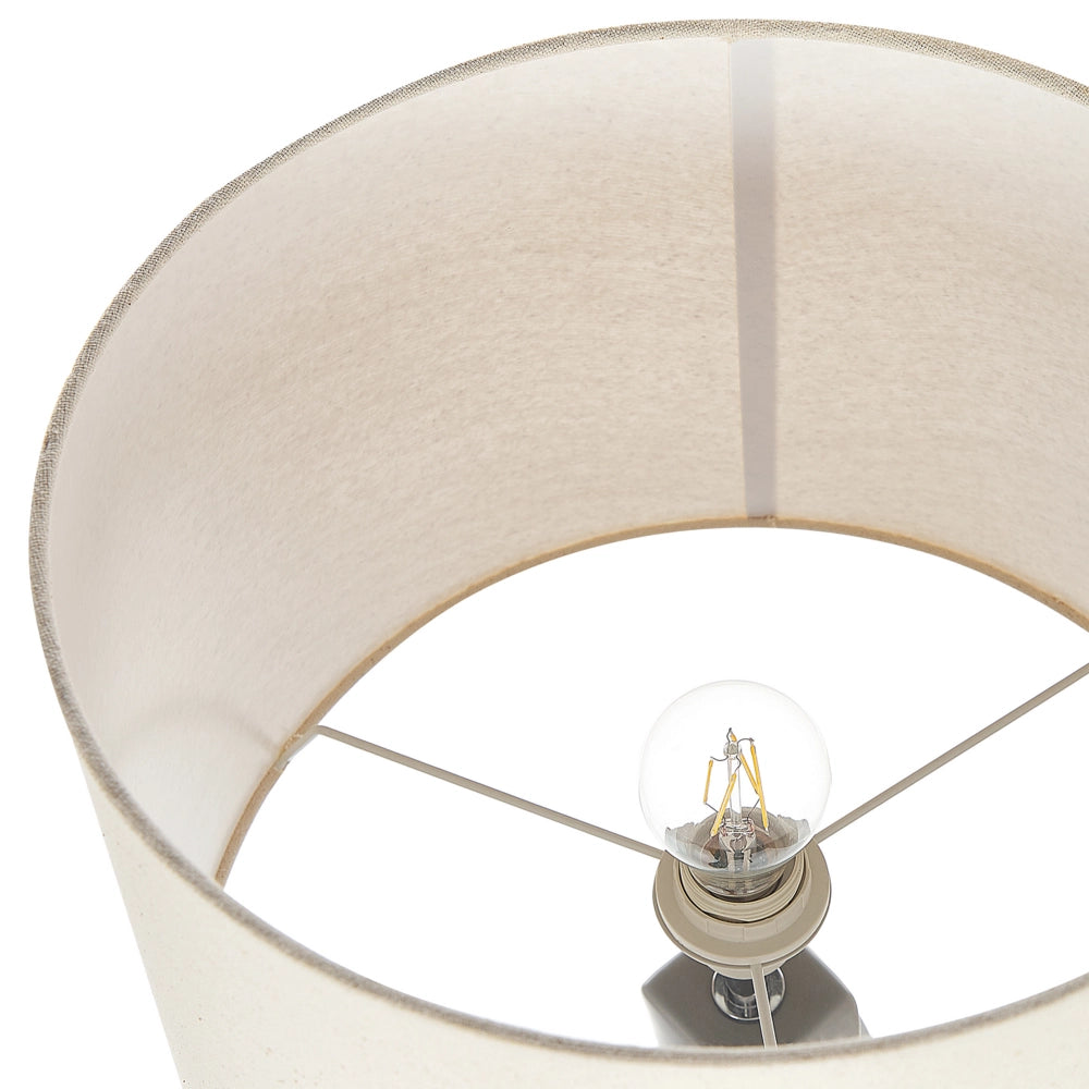 Lampada da tavolo Base in ceramica grigia 71 cm Paralume in tessuto bianco Lampada da comodino classica