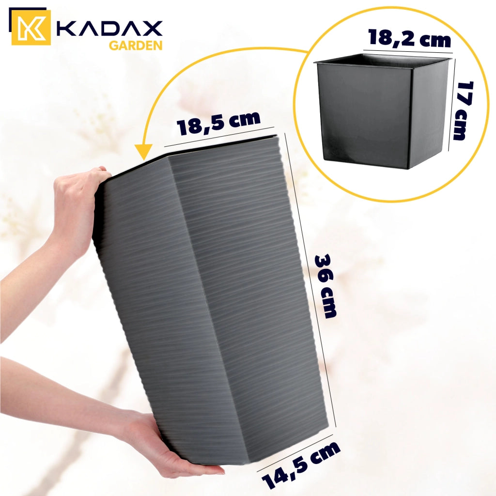 Vaso da fiori KADAX con inserto, coprivaso, alto, grafite, 19x36 cm