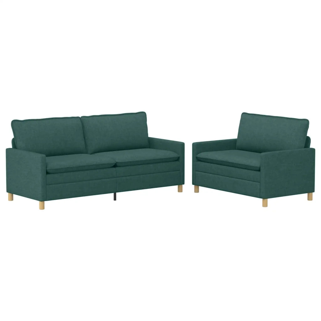 Set di divani 2 pz Verde Scuro Tessuto 3417123