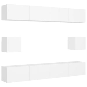Set Mobili Porta TV 6 pz Bianco in Legno Multistrato 3078684