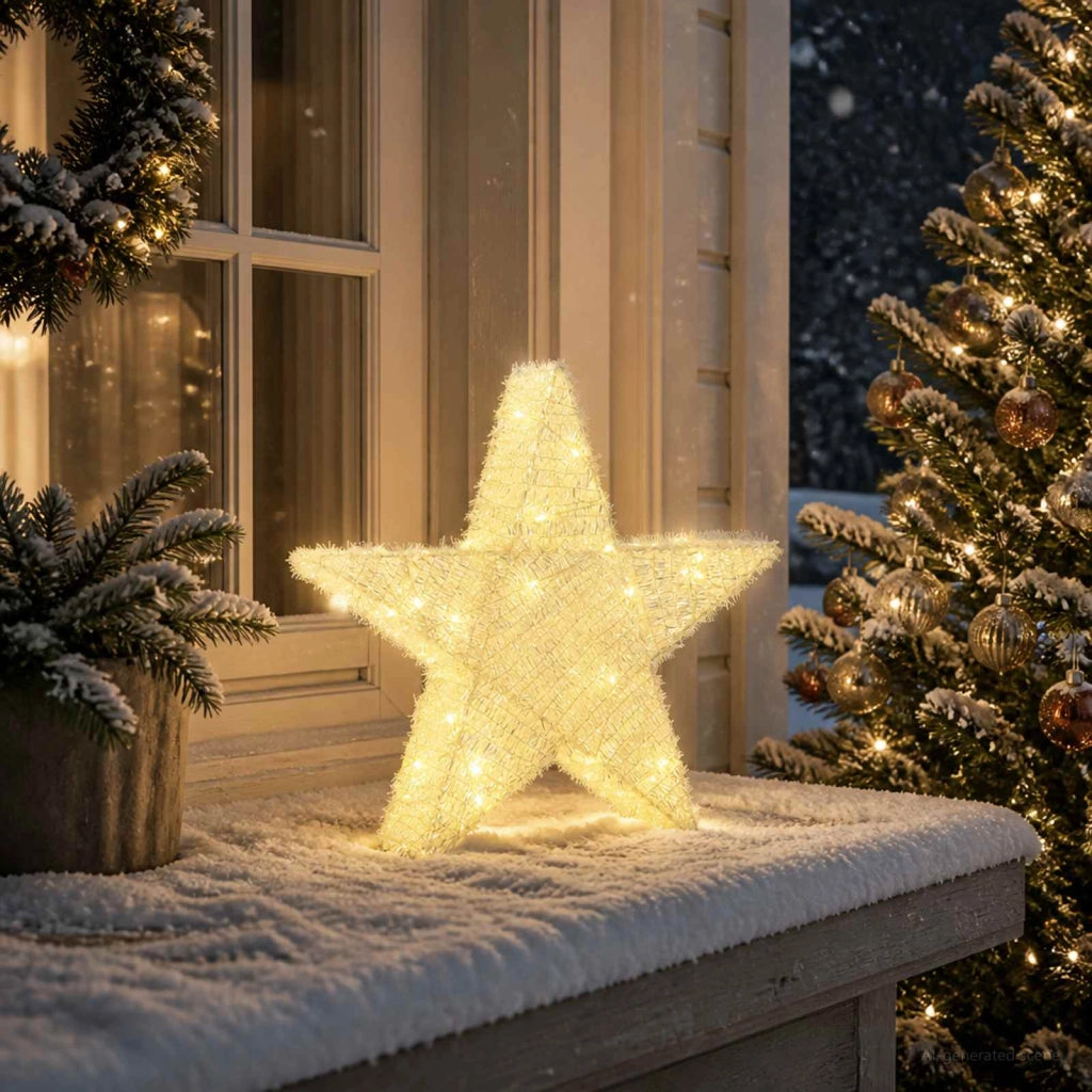 Stella di Natale 3D 50 LED Bianco caldo 55 x 53,5 x 10 cm 42049712