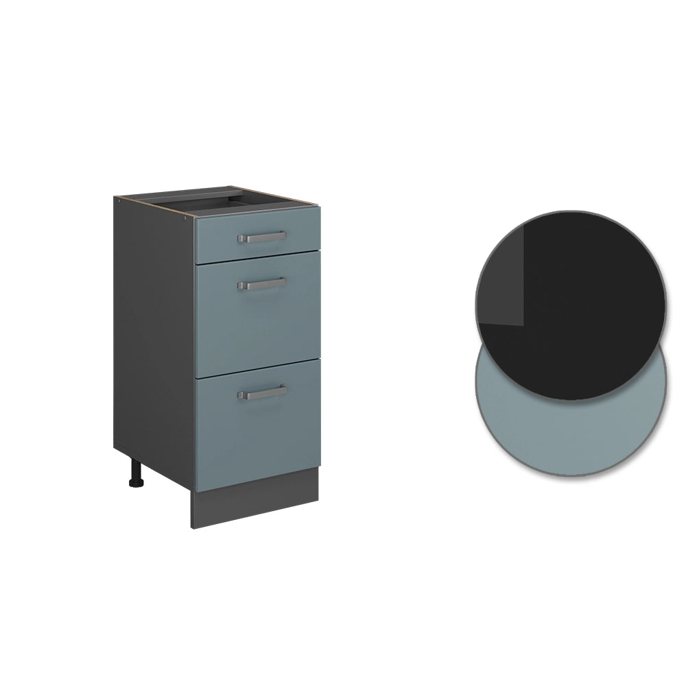 Vicco Mobiletto base per cucina Grigio-blu 40 cm con cassetti, PL Rovere