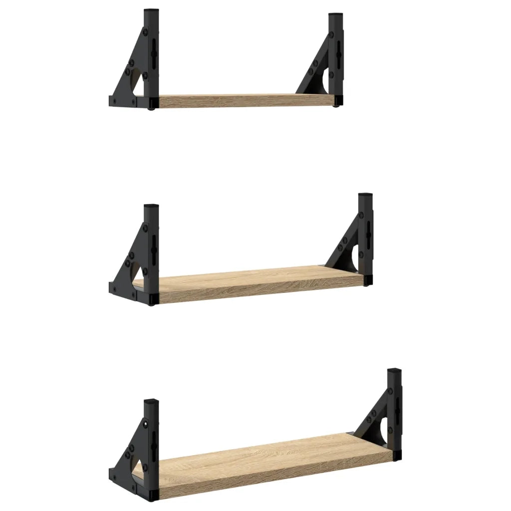Set Mensole Parete 3pz Rovere Sonoma in Legno Multistrato 836319