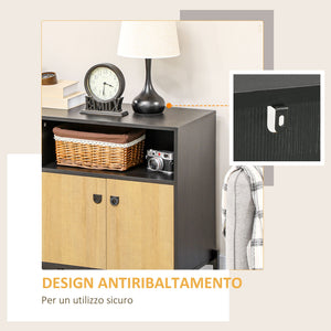 Mobiletto da Salotto 5 Ripiani 2 Ante 120x40x74 cm in Truciolato Nero