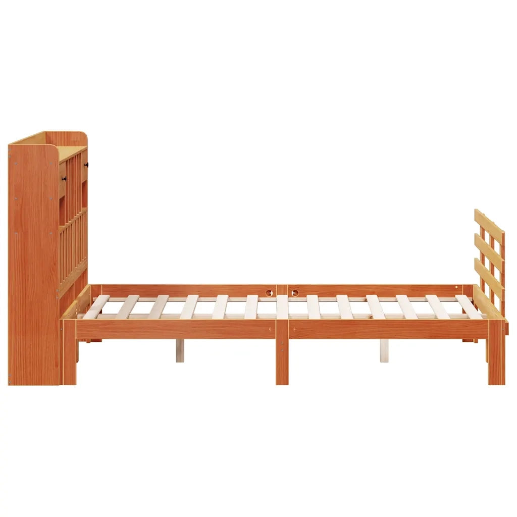 Letto Libreria senza Materasso Marrone Cera 140x190 cm in Pino 3322810