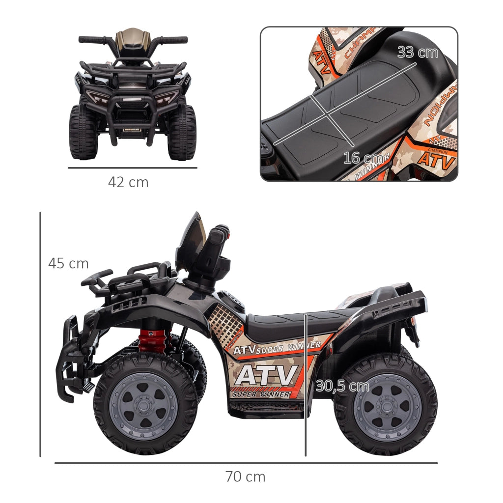 Quad Elettrico per Bambini con Musica ¨C zephmum ¨C 6V, Nero, 1.5-3 Anni