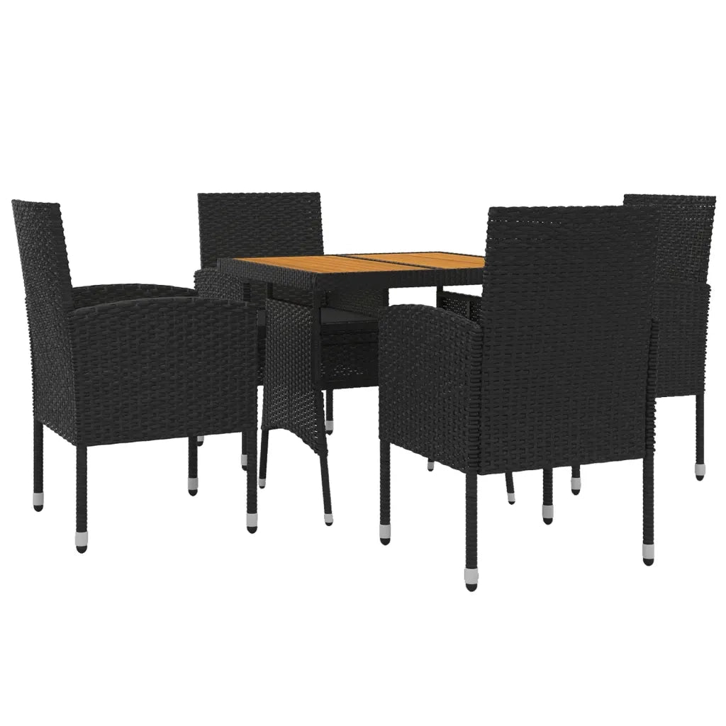 Set da Pranzo per Giardino 5 pz in Polyrattan Nero 3120091
