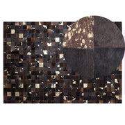 Tappeto Marrone Vera Pelle 140 x 200 cm Pelle Bovina Quadrati Multipli Fatto a Mano