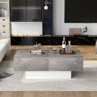 Tavolino con finitura lucida, tavolo estensibile e spazio per riporre, design moderno, 91,02×62,52×18,01 cm, Grigio