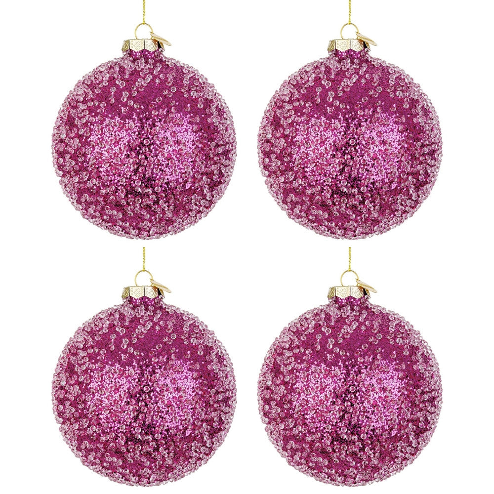 Palline di Natale in Vetro Fucsia con Diamanti Symphony Diametro: 100 mm