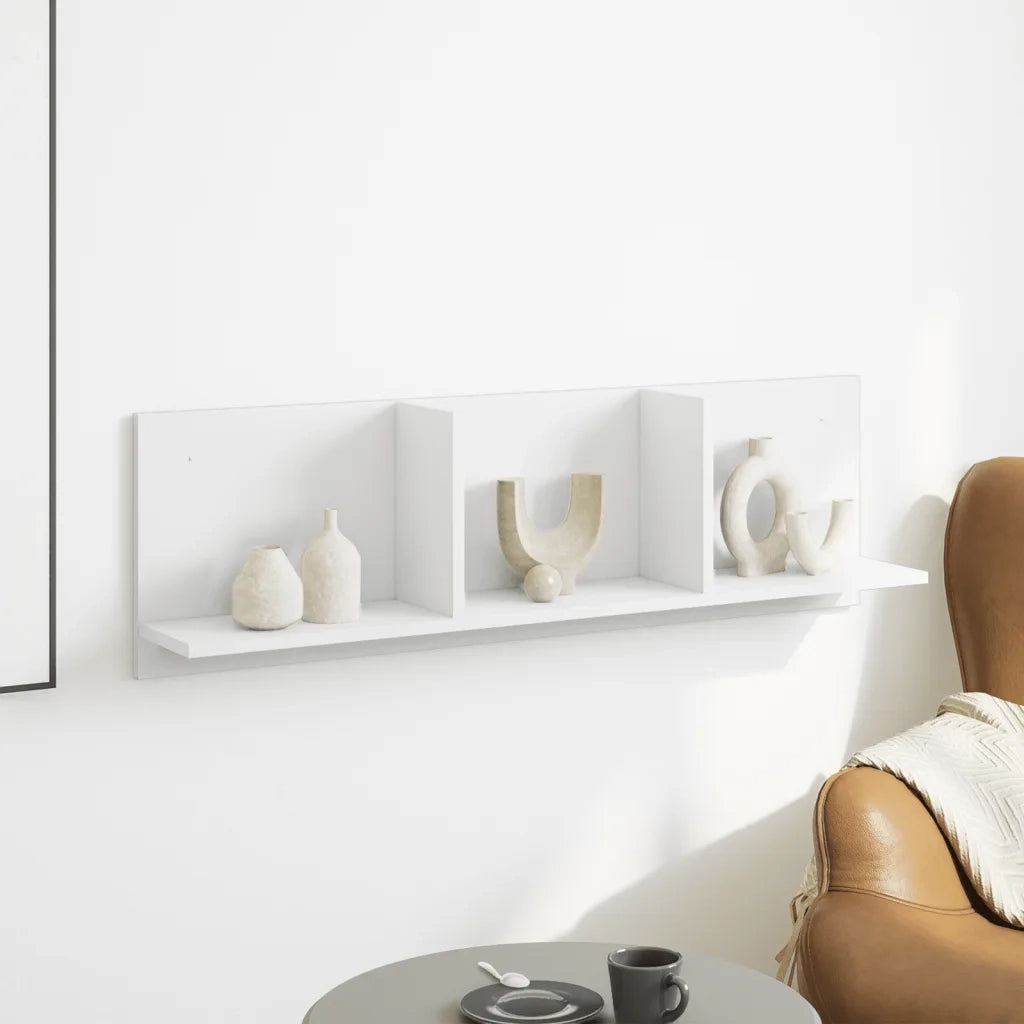 vidaXL Mobile a Parete 100x16,5x30 cm Bianco in Truciolato