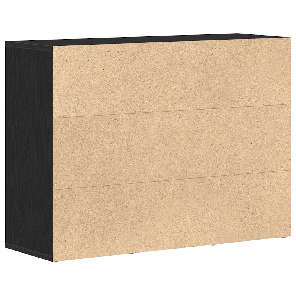 Credenza Rovere Nero 88x30x64 cm in Legno Multistrato 862446